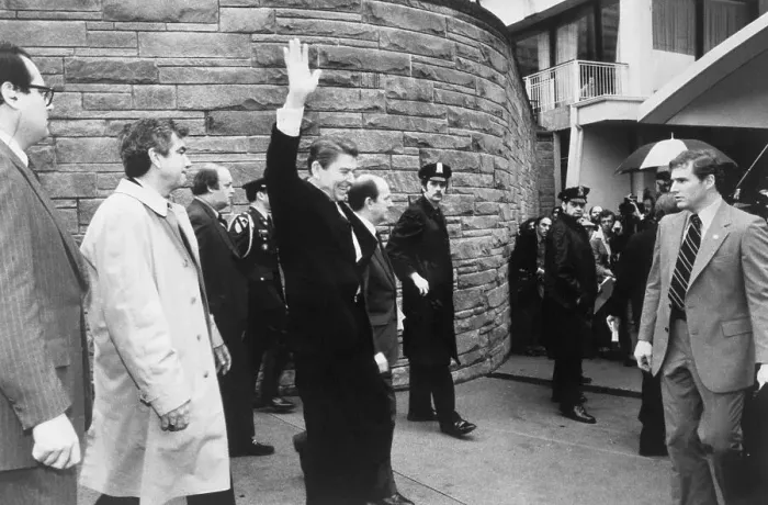 Framed Print : Ronald Reagan Waving Before Assassination Attempt Framed Print : Ronald Reagan Waving Before Assassination Attempt