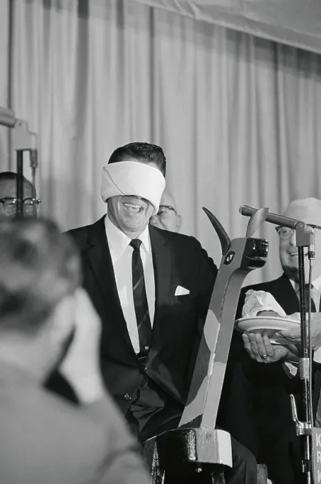 Framed Print : Ronald Reagan Wearing a Blindfold Framed Print : Ronald Reagan Wearing a Blindfold