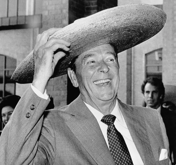 Framed Print : Ronald Reagan Wearing a Sombrero Framed Print : Ronald Reagan Wearing a Sombrero