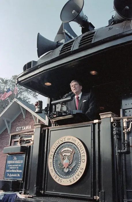 Framed Print : Ronald Reagan on Whistle Stop Tour