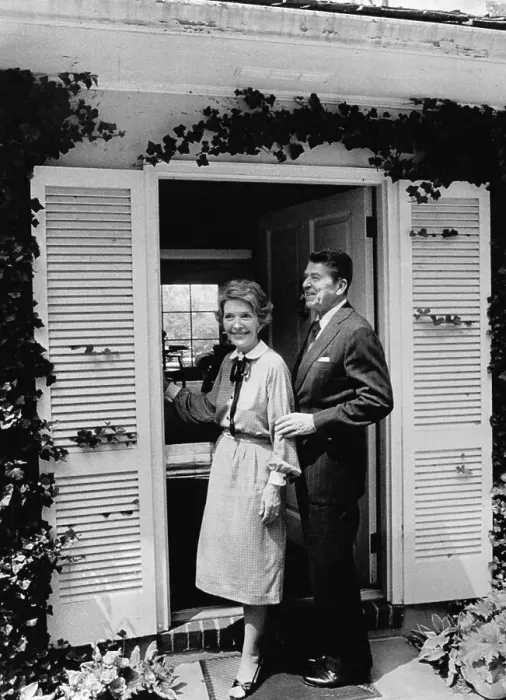Framed Print : Ronald Reagan with Wife in Doorway Framed Print : Ronald Reagan with Wife in Doorway