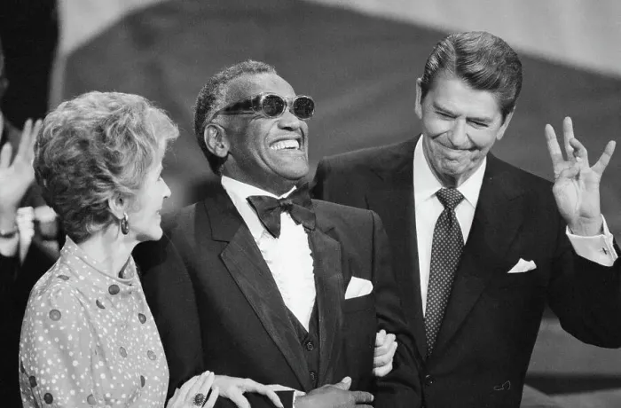 Framed Print : Ronald Reagan and Wife with Ray Charles Framed Print : Ronald Reagan and Wife with Ray Charles