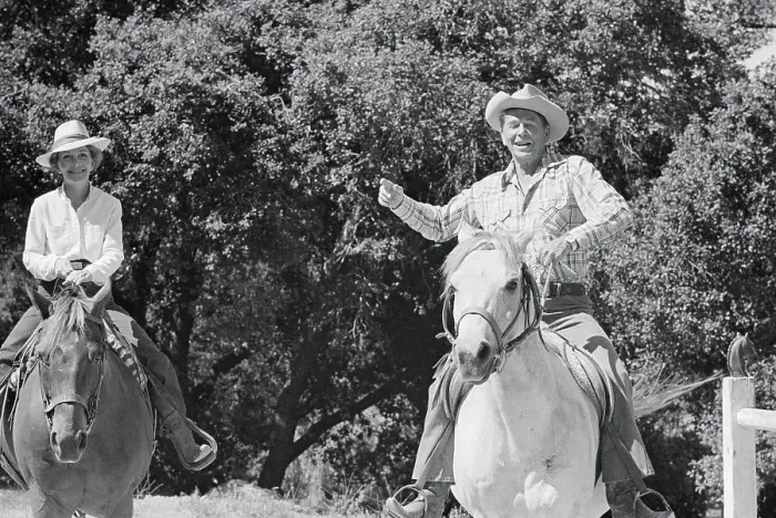 Framed Print : Ronald Reagan and Wife Riding Horses Framed Print : Ronald Reagan and Wife Riding Horses