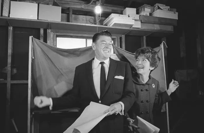 Framed Print : Ronald Reagan and Wife After Voting Framed Print : Ronald Reagan and Wife After Voting