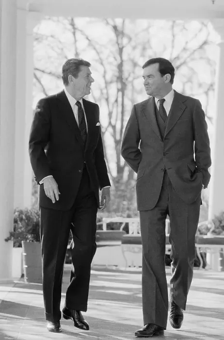 Framed Print : Ronald Reagan and William Clark strolling Outdoors Framed Print : Ronald Reagan and William Clark strolling Outdoors