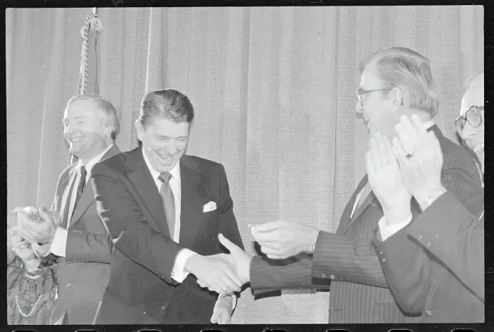 Framed Print : Ronald Reagan and William F. Buckley Jr. Applauding Framed Print : Ronald Reagan and William F. Buckley Jr. Applauding