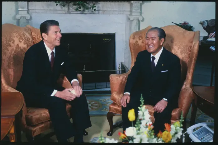 Framed Print : Ronald Reagan and Zenko Suzuki Chatting Framed Print : Ronald Reagan and Zenko Suzuki Chatting