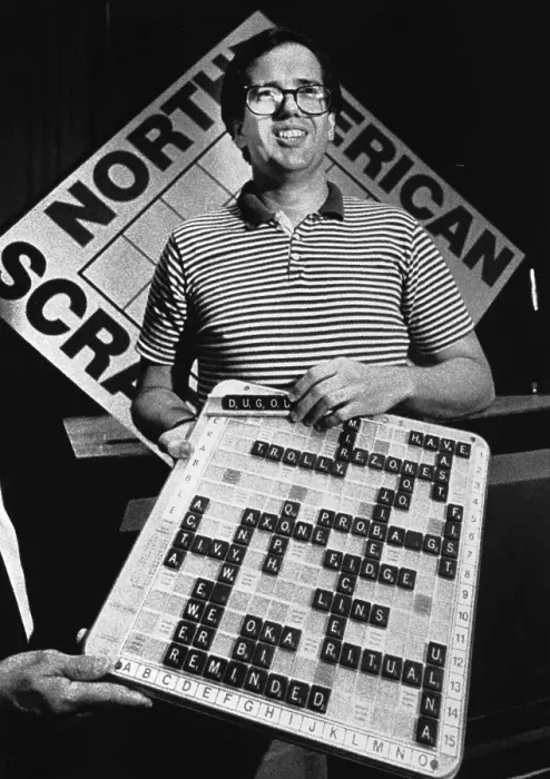 Framed Print : Ronald Tiekert Holds Winning Scrabble Board Framed Print : Ronald Tiekert Holds Winning Scrabble Board