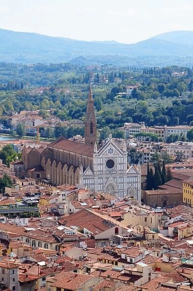 Rooftops and Basilica of Santa Croce, Florence, Italy