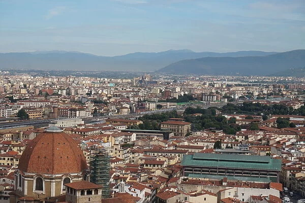 Rooftops on old Florence, Marcato Centrale, Italy