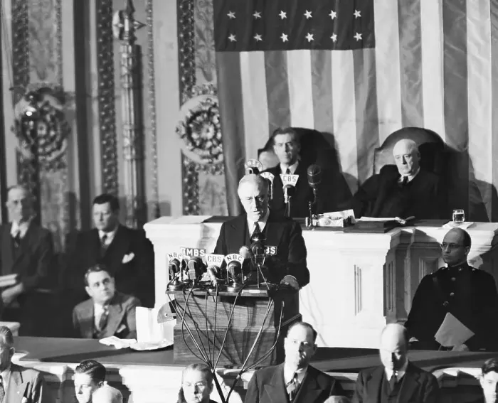 Framed Print : Roosevelt Addresses Congress On Pearl Harbor Framed Print : Roosevelt Addresses Congress On Pearl Harbor