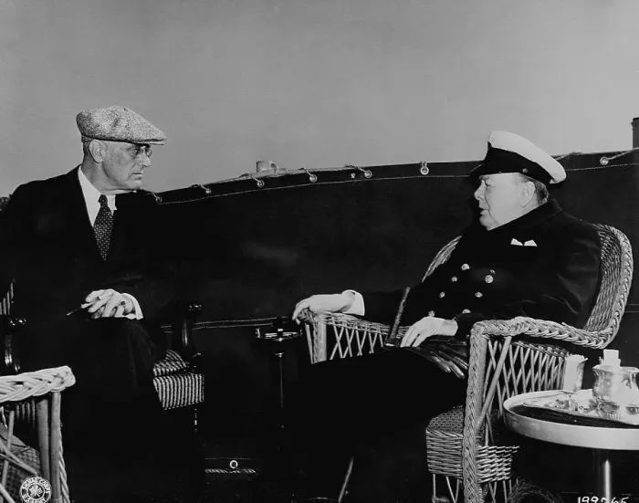 Framed Print : Roosevelt and Churchill Aboard Warship Framed Print : Roosevelt and Churchill Aboard Warship