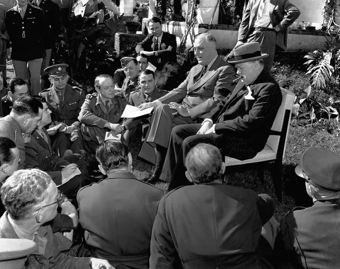 Framed Print : Roosevelt and Churchill at the Casablanca Conference Framed Print : Roosevelt and Churchill at the Casablanca Conference