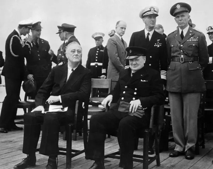Framed Print : Roosevelt and Churchill on Ship Deck Framed Print : Roosevelt and Churchill on Ship Deck