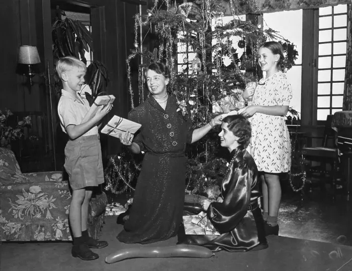 Framed Print : Roosevelt Family Celebrating Christmas Framed Print : Roosevelt Family Celebrating Christmas