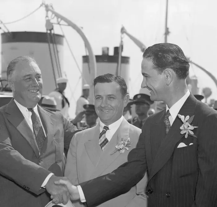 Framed Print : Roosevelt with Lyndon B. Johnson