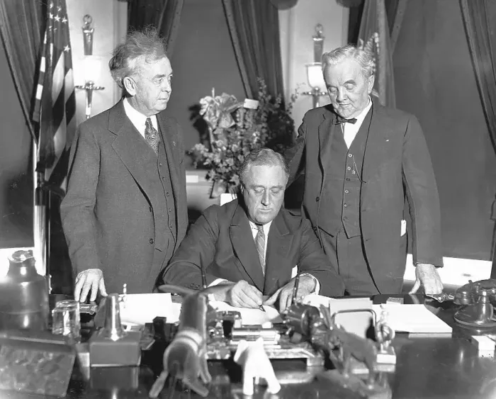 Framed Print : Roosevelt Signing Tennessee Valley Authority Bill Framed Print : Roosevelt Signing Tennessee Valley Authority Bill