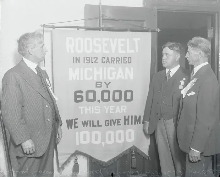 Framed Print : Roosevelt Supporters Reading Banner Framed Print : Roosevelt Supporters Reading Banner