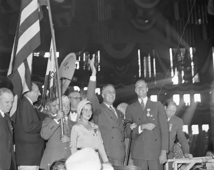 Framed Print : Roosevelt Waving to Crowd Framed Print : Roosevelt Waving to Crowd