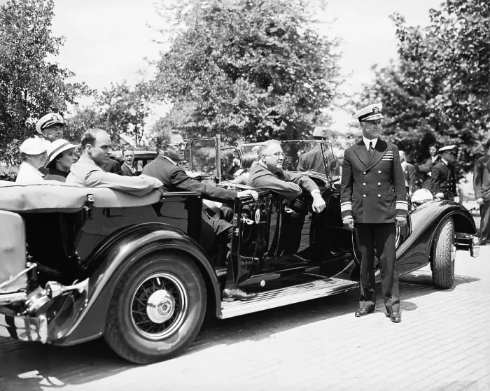 Framed Print : The Roosevelts Seated in Convertible Framed Print : The Roosevelts Seated in Convertible