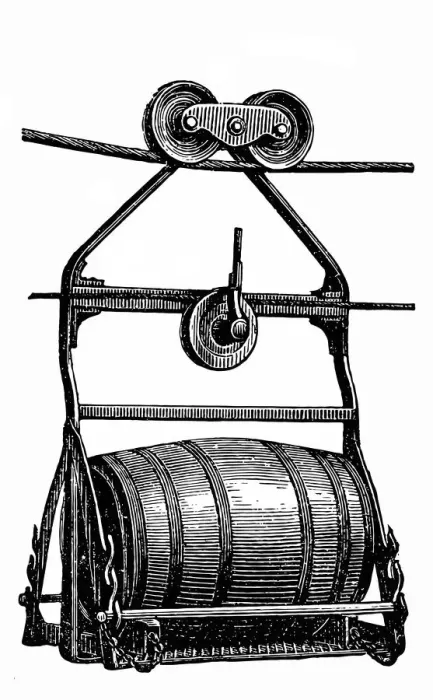 Framed Print : Ropeway feeding vessels and loads Framed Print : Ropeway feeding vessels and loads