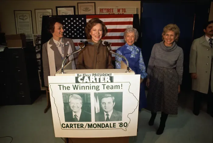 Framed Print : Rosalynn Carter at Podium with Female Friends and Supporters Framed Print : Rosalynn Carter at Podium with Female Friends and Supporters
