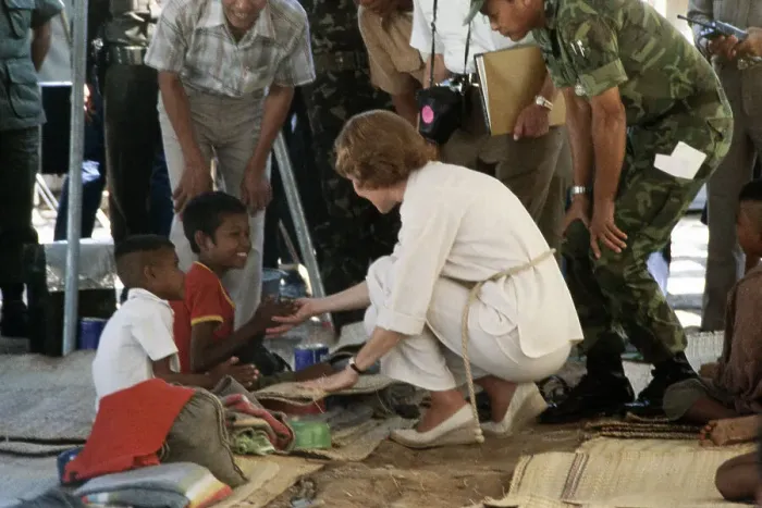 Framed Print : Rosalynn Carter Visiting Refugee Camp Framed Print : Rosalynn Carter Visiting Refugee Camp