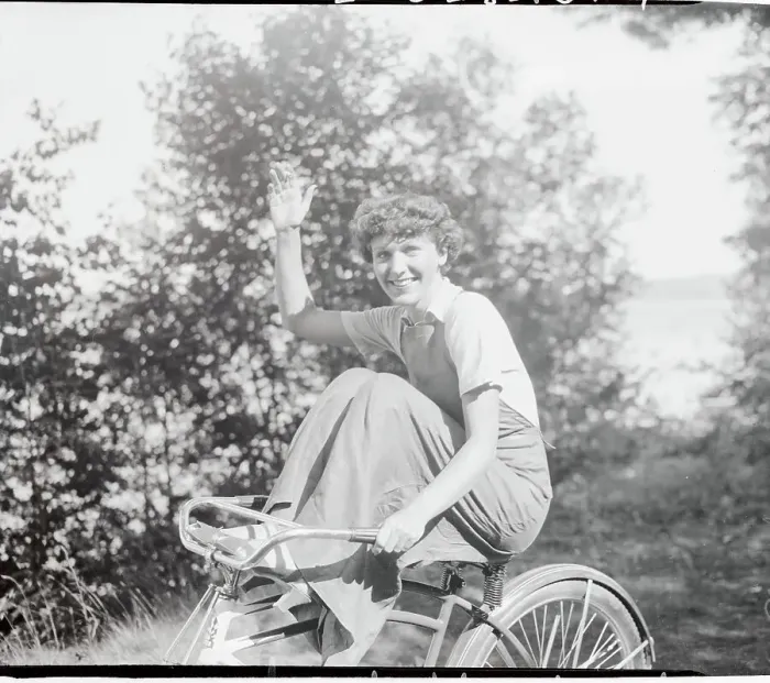 Framed Print : Rose Hobart Riding Bicycle Framed Print : Rose Hobart Riding Bicycle