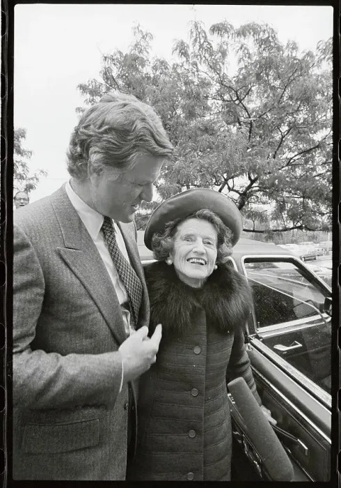 Framed Print : Rose Kennedy Being Helped to Car by Ted Kennedy