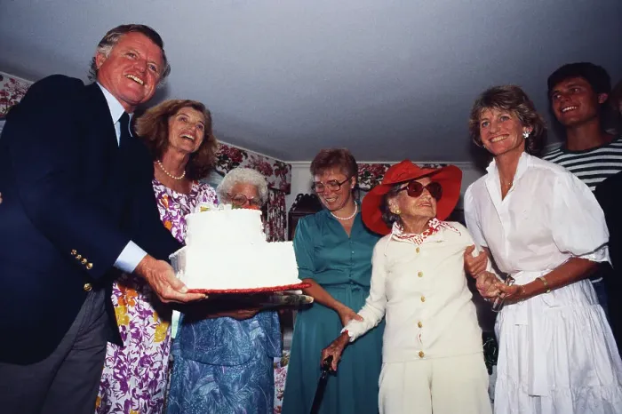 Framed Print : Rose Kennedy Being Presented with Cake Framed Print : Rose Kennedy Being Presented with Cake