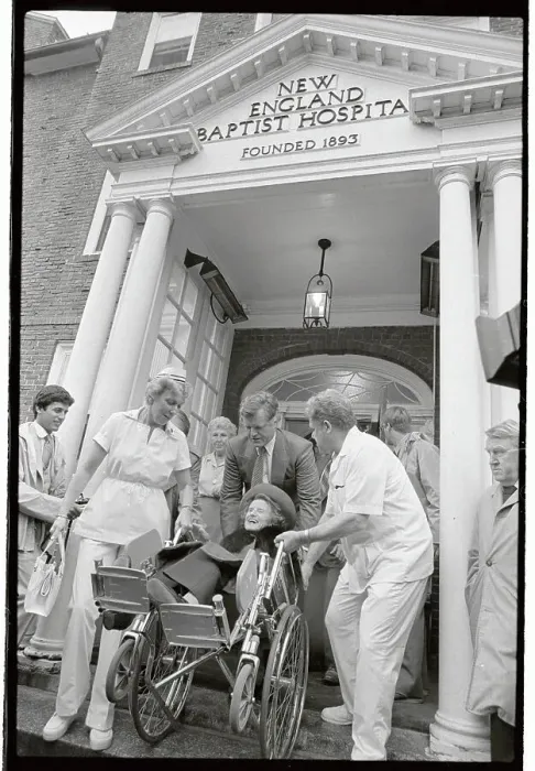 Framed Print : Rose Kennedy Being Wheeled out of Hospital Entrance