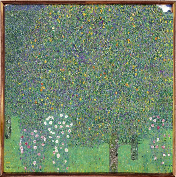 Framed Print : Rosebushes Under the Trees, by Gustav Klimt, 1905 about, 19th Century, oil on canvas, cm 110 x 110 Framed Print : Rosebushes Under the Trees, by Gustav Klimt, 1905 about, 19th Century, oil on canvas, cm 110 x 110