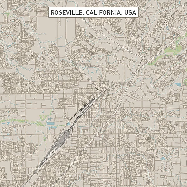 Roseville California US City Street Map