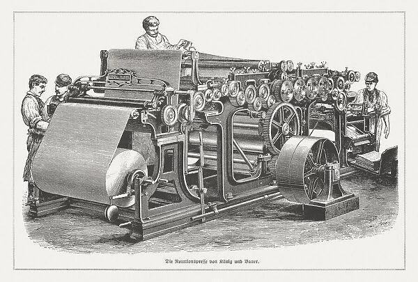 Rotary printing press by KAonig & Bauer, Germany, published 1888