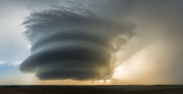 Framed Print : A rotating mesocyclone storm works its way across the Great Plains of Nebraska. USA