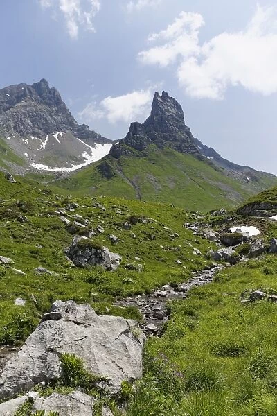 Rote Wand Mountain and Rothorn Mountain, Upper Laguz Alps, Grosses Walsertal Biosphere Park, Vorarlberg, Austria