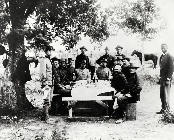 Framed Print : Rough Riders Eating, Roosevelt in Back