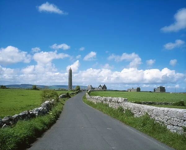 Round Tower at Kilmacduagh near Gort, Co Galway, Ireland