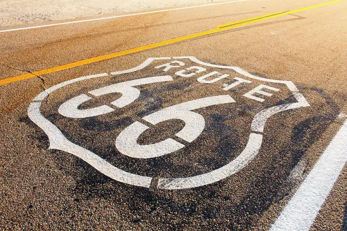 Framed Print : Route 66 sign along Route 66 in Amboy