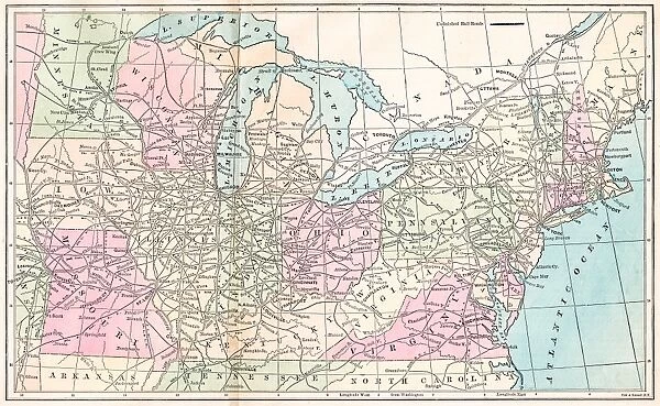 Routes of travel in the United States map 1875