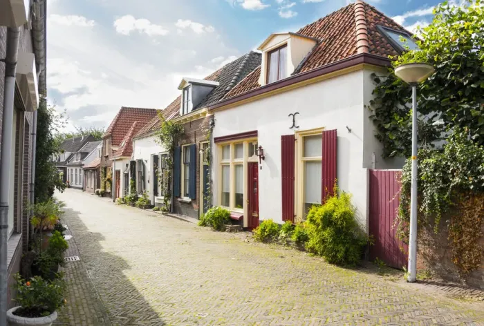 Framed Print : Row of beautiful houses in Doesburg Framed Print : Row of beautiful houses in Doesburg
