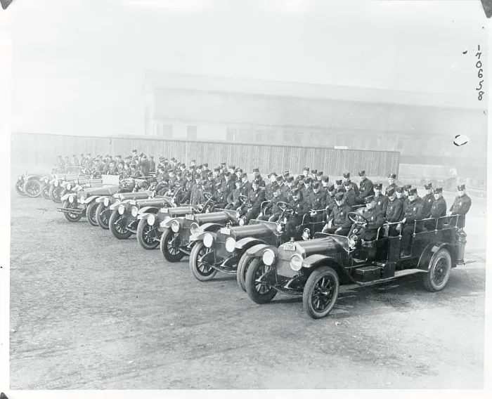 Framed Print : Row of Fire Trucks