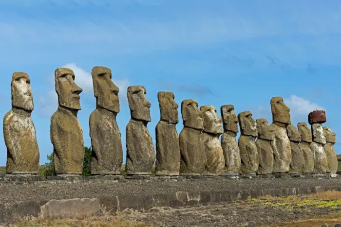 Framed Print : Row of Moai statues, Rano Raraku, Easter Island, Chile Framed Print : Row of Moai statues, Rano Raraku, Easter Island, Chile