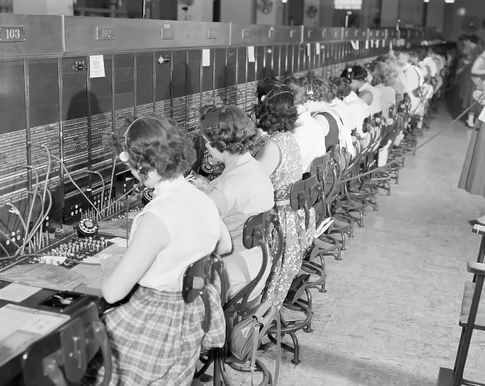 Framed Print : Row of Switchboard Operators Framed Print : Row of Switchboard Operators