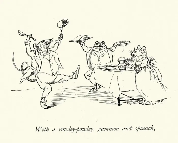 Framed Print : With a rowley powley, gammon and spinach, Nursery rhyme, Frog He Would A-Wooing Go Framed Print : With a rowley powley, gammon and spinach, Nursery rhyme, Frog He Would A-Wooing Go