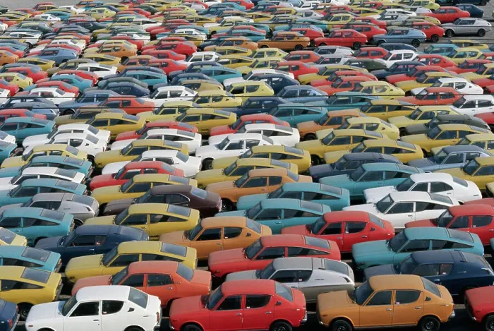 Framed Print : Rows of Japanese Cars Waiting to Be Exported Framed Print : Rows of Japanese Cars Waiting to Be Exported