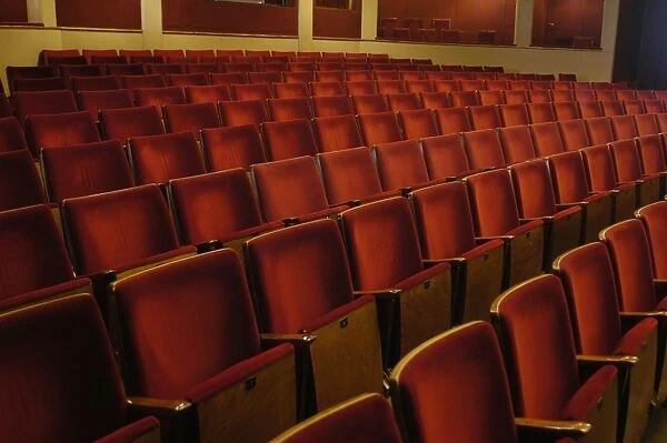 Rows of red seats in theatre