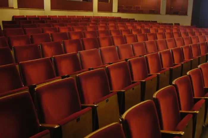 Framed Print : Rows of red seats in theatre Framed Print : Rows of red seats in theatre