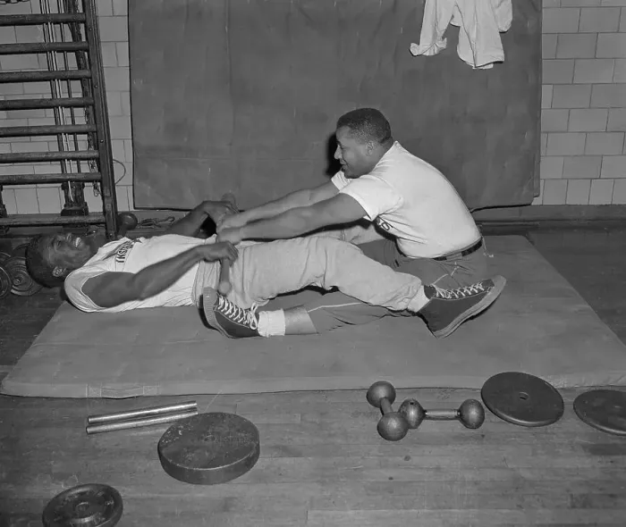 Framed Print : Roy Campanella and Jackie Robinson Exercising with Baseball Bat Framed Print : Roy Campanella and Jackie Robinson Exercising with Baseball Bat
