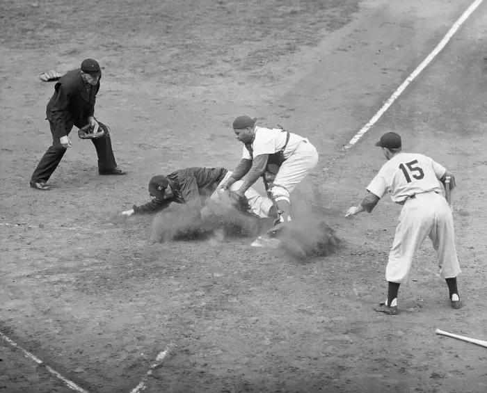 Framed Print : Roy Campanella Tags Out Sliding Runner Framed Print : Roy Campanella Tags Out Sliding Runner
